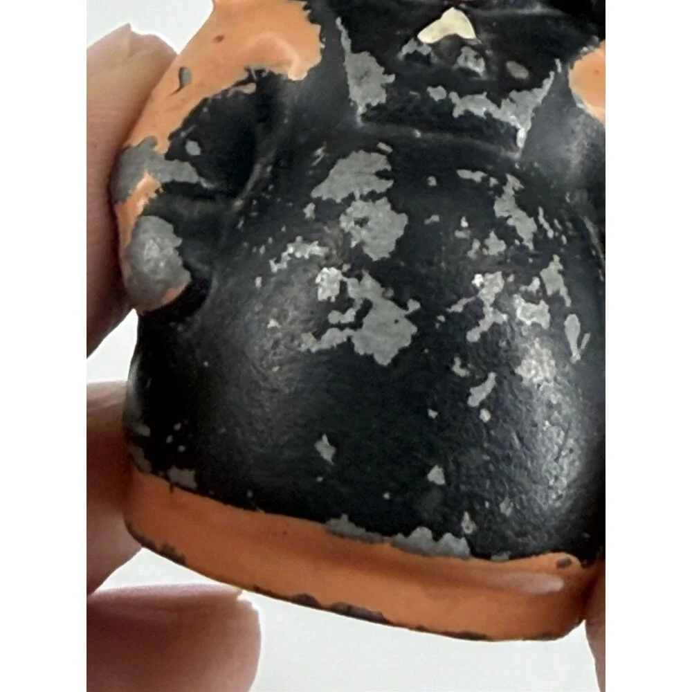 Vintage Cast Iron Salt & Pepper Shakers Amish Couple Man & Woman Peach Black